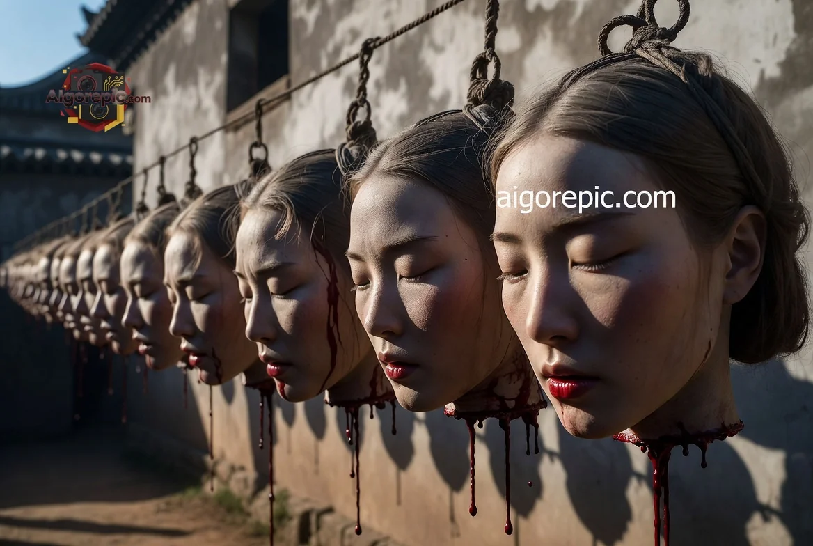 Row of Severed Heads - AI Generated Horror
