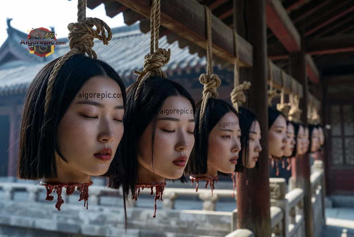 Row of Severed Heads - AI Generated Horror