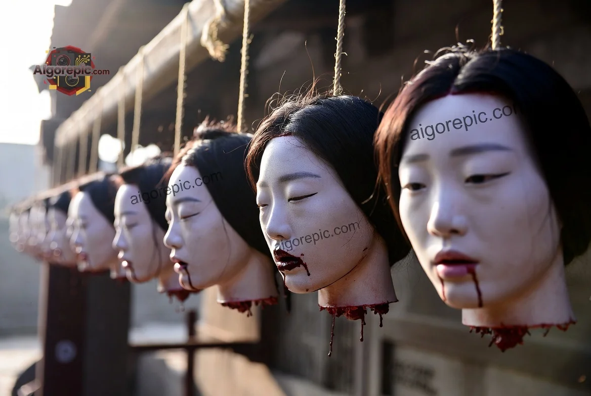 Row of Severed Heads - AI Generated Horror