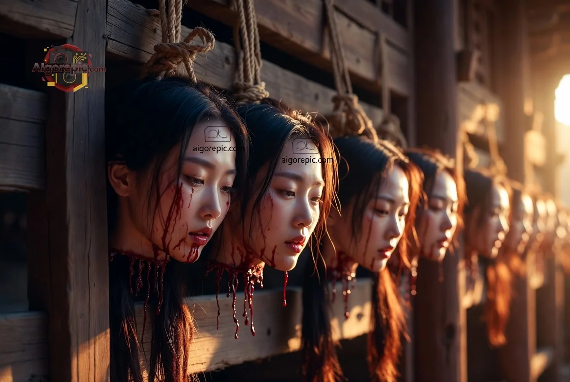 Row of Severed Heads - AI Generated Horror