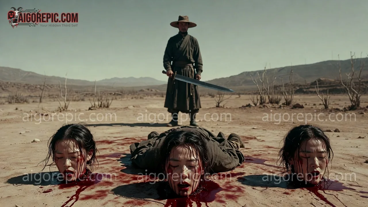 Samurai and Decapitated Heads - AI Generated Horror