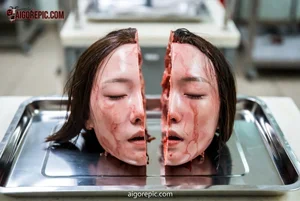 Severed Bisected Female Head