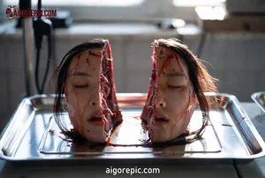 Severed Bisected Female Head
