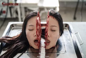 Severed Female Head in Tray