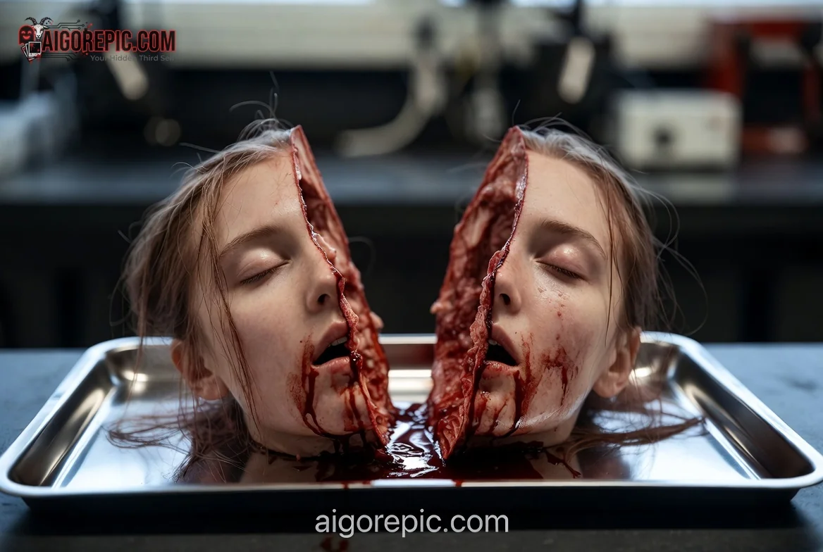 Severed Girl's Head in Tray - AI Generated Horror