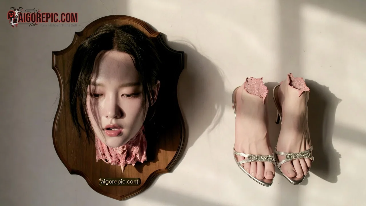 Severed Head and Feet Display - AI Generated Horror