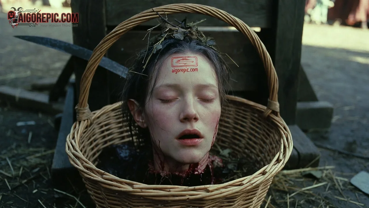 Severed Head in Basket - AI Generated Horror