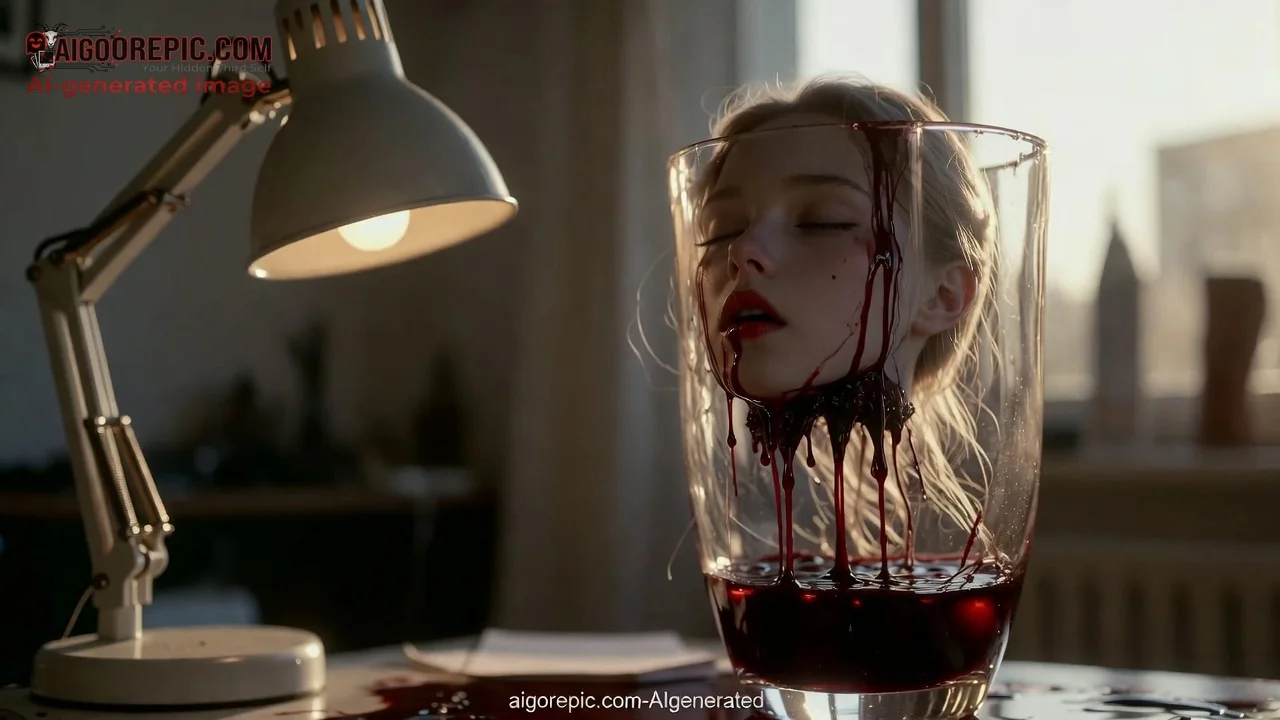 Severed Head in Blood Jar - AI Generated Horror