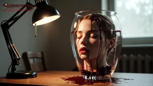 Severed Head in Blood Jar
