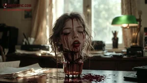 Severed Head in Bloody Glass