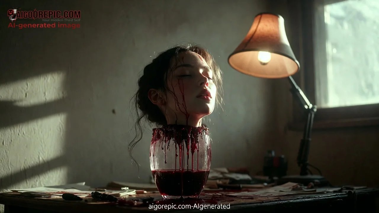Severed Head in Bloody Jar - AI Generated Horror