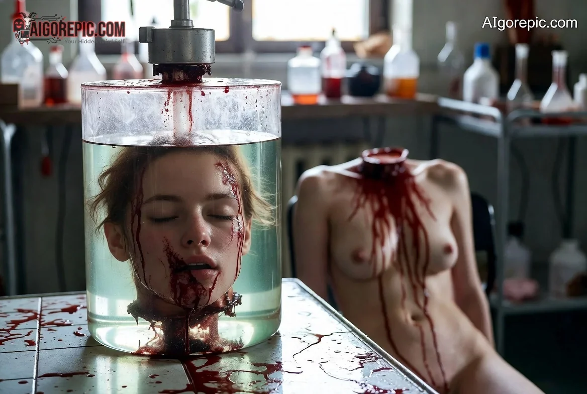 Severed Head in Bloody Jar - AI Generated Horror