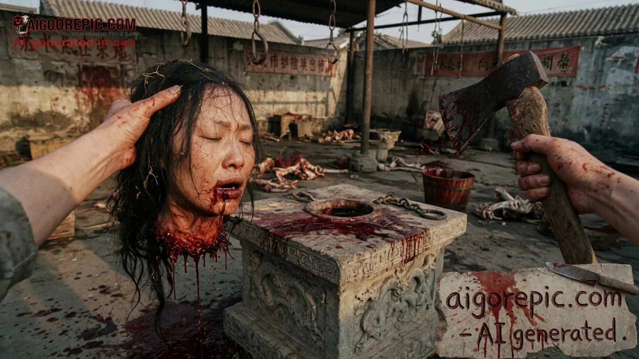 Severed Head in Bloody Slaughter - AI Generated Horror