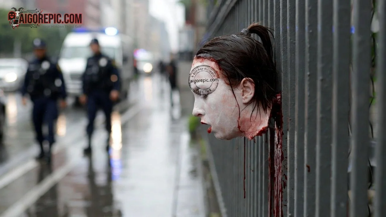 Severed Head on Fence - AI Generated Horror