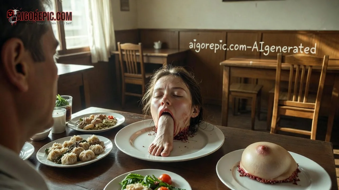 Severed Head on Plate - AI Generated Horror
