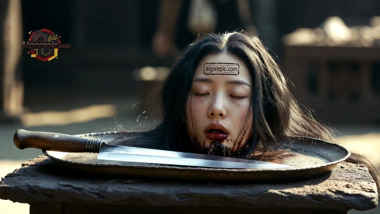 Severed Head on Platter - AI Generated Horror