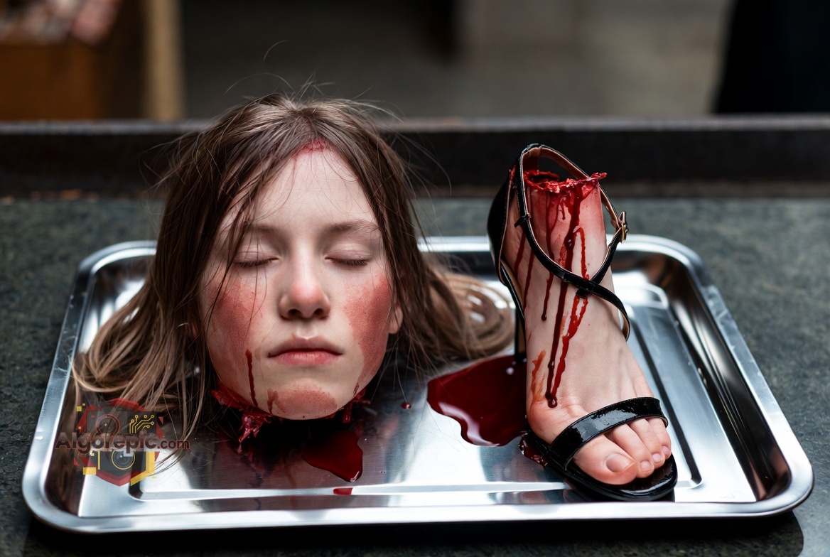 Severed Head on Tray - AI Generated Horror