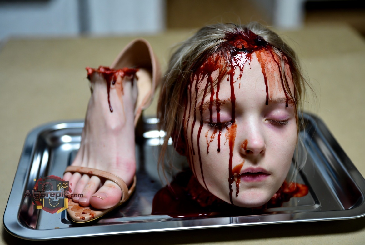 Severed Head on Tray - AI Generated Horror