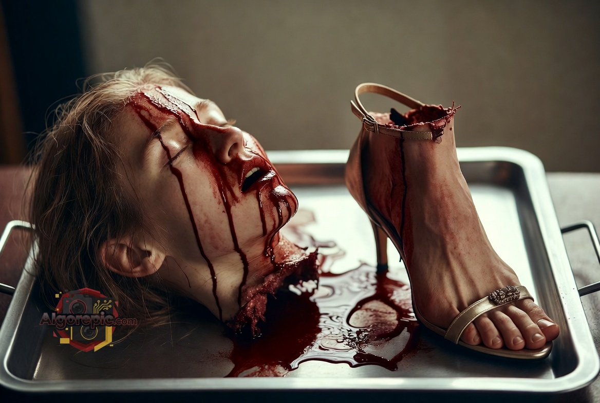 Severed Head on Tray - AI Generated Horror