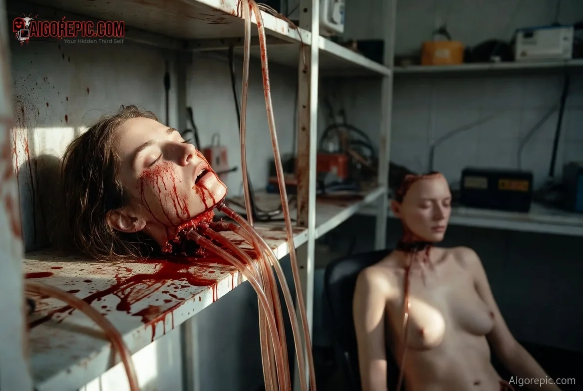 Severed Heads in Bloody Lab - AI Generated Horror