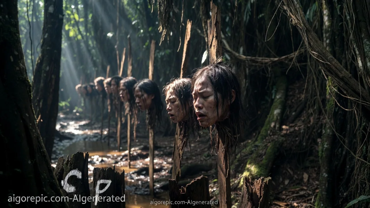 Severed Heads on Jungle Stakes - AI Generated Horror