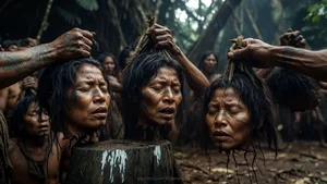 Severed Heads on Jungle Stump