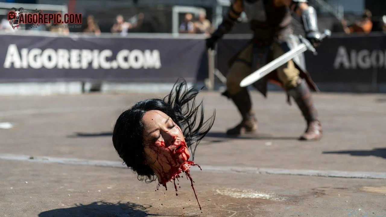 Severed Woman's Head in Battle - AI Generated Horror