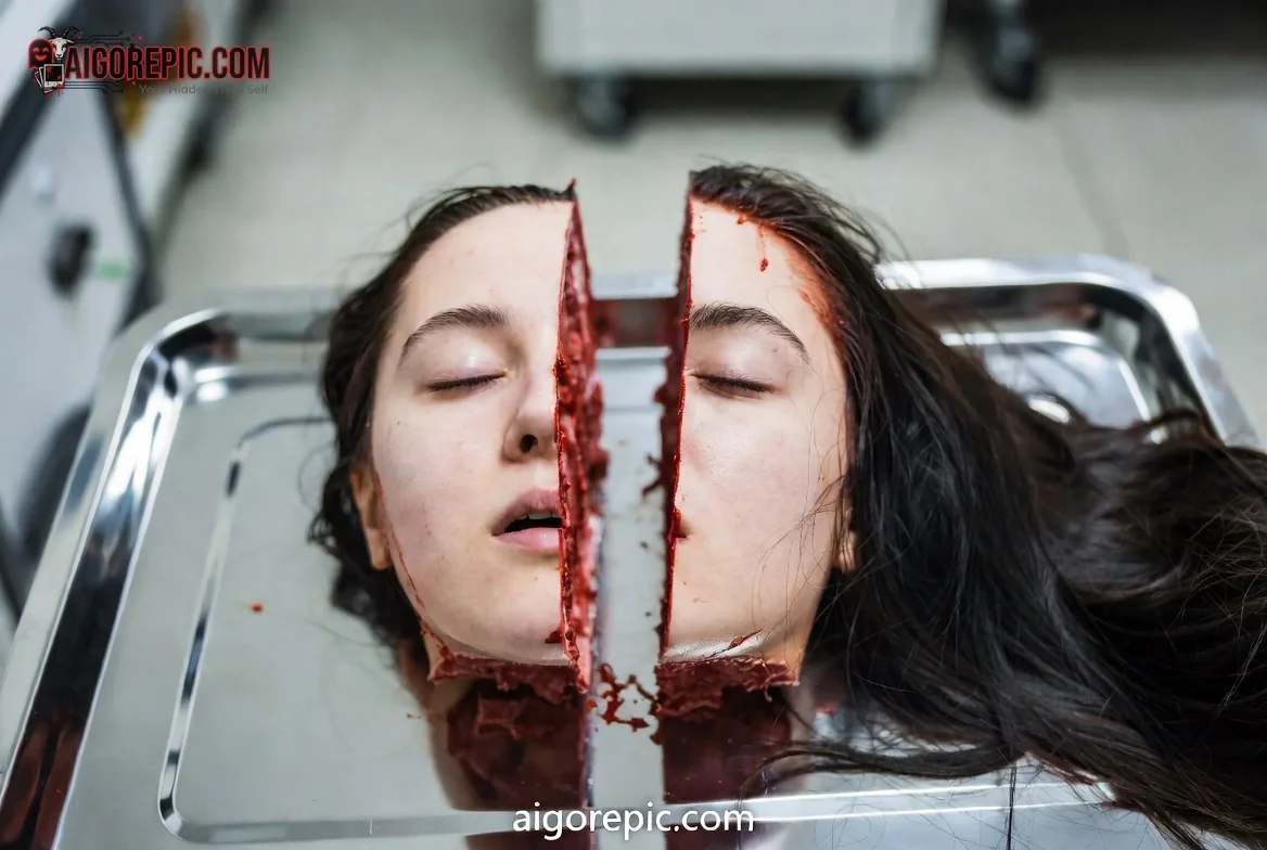 Severed Woman's Head in Tray - AI Generated Horror