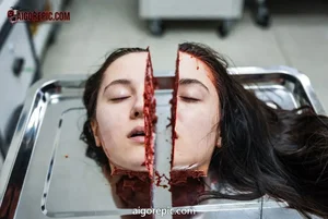 Severed Woman's Head in Tray