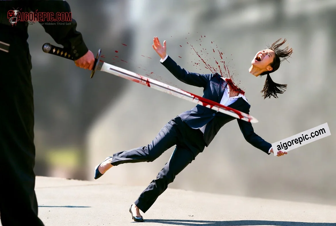 Sword Attack on Businesswoman - AI Generated Horror