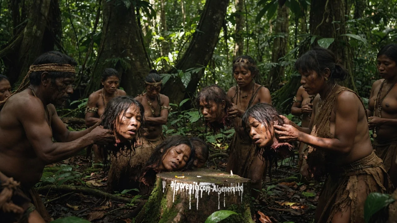 Tribal Ritual with Severed Heads - AI Generated Horror