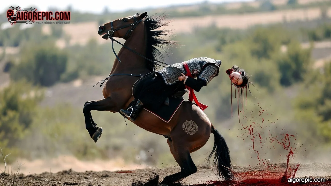 Warrior Beheaded on Horseback - AI Generated Horror