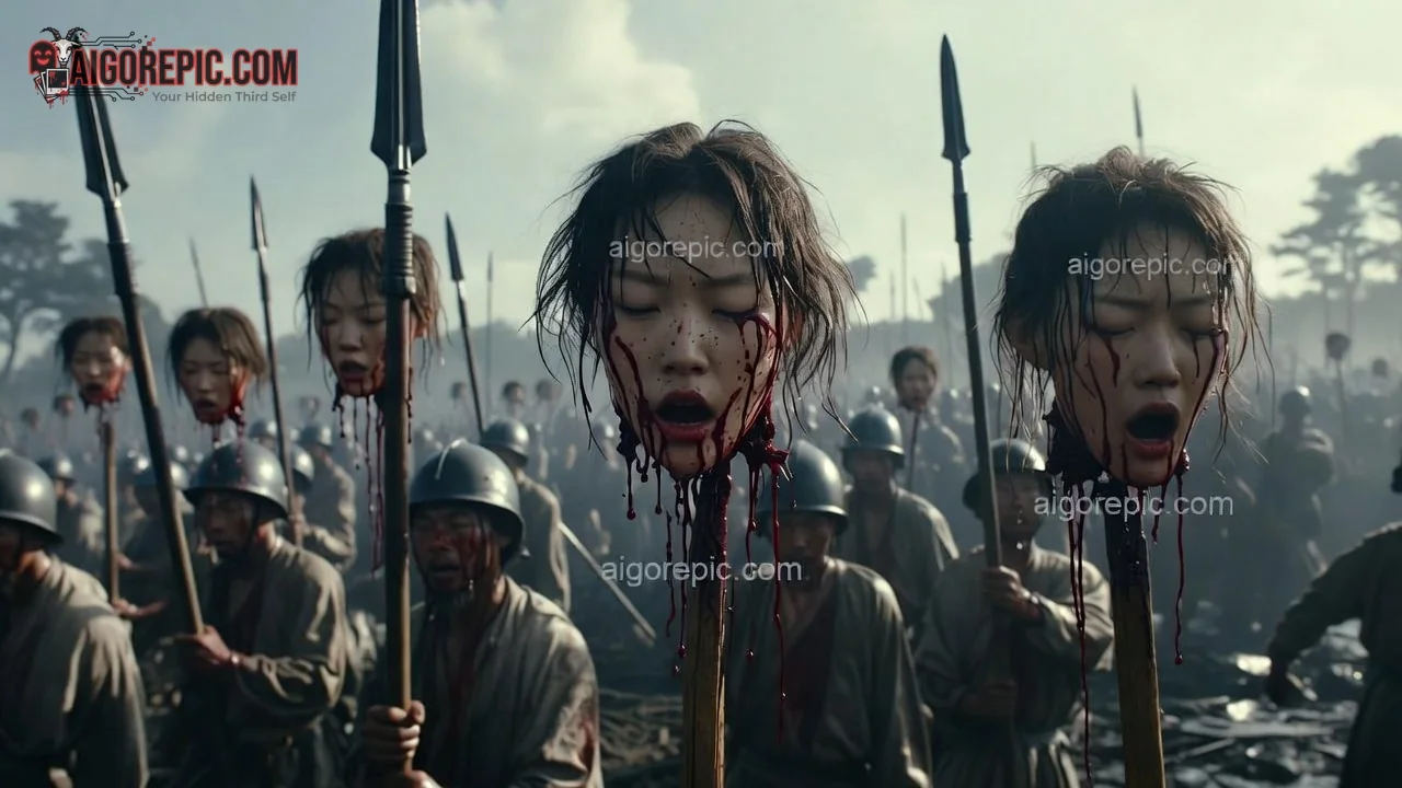 Warrior Heads on Spears - AI Generated Horror