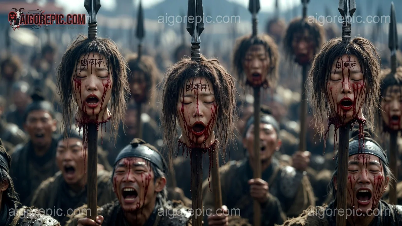 Warrior Heads on Spears - AI Generated Horror