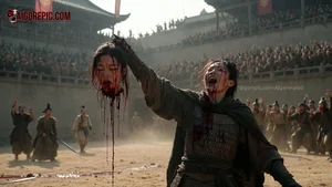 Warrior Woman Holding Severed Head