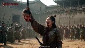 Warrior Woman Holding Severed Head