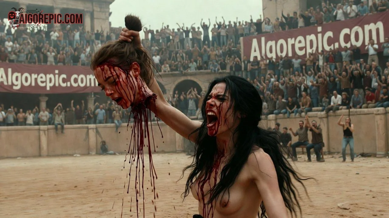 Warrior Woman Holds Severed Head - AI Generated Horror