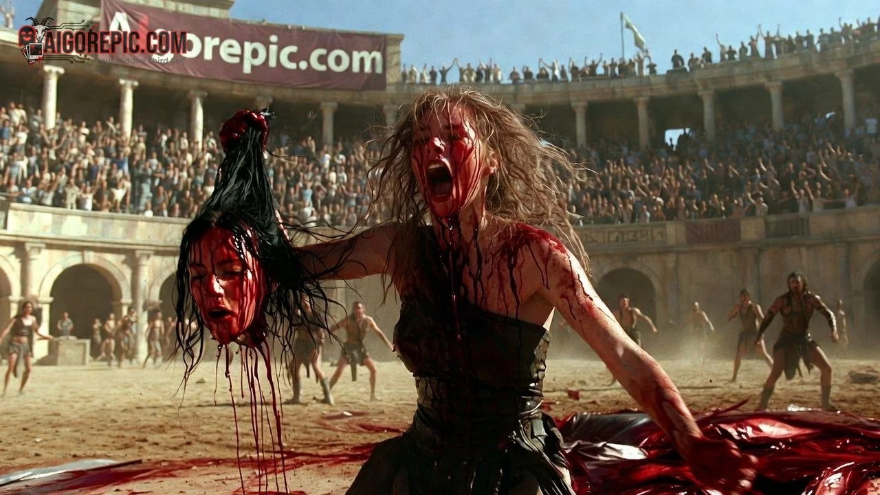 Warrior Woman Holds Severed Head - AI Generated Horror