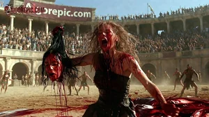 Warrior Woman Holds Severed Head