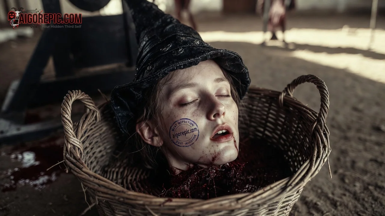Witch in Wicker Basket - AI Generated Horror