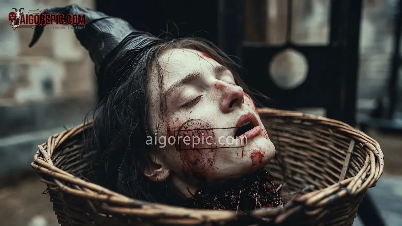 Witch in Wicker Basket - AI Generated Horror