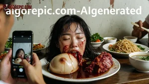 Woman Eating Human Breast