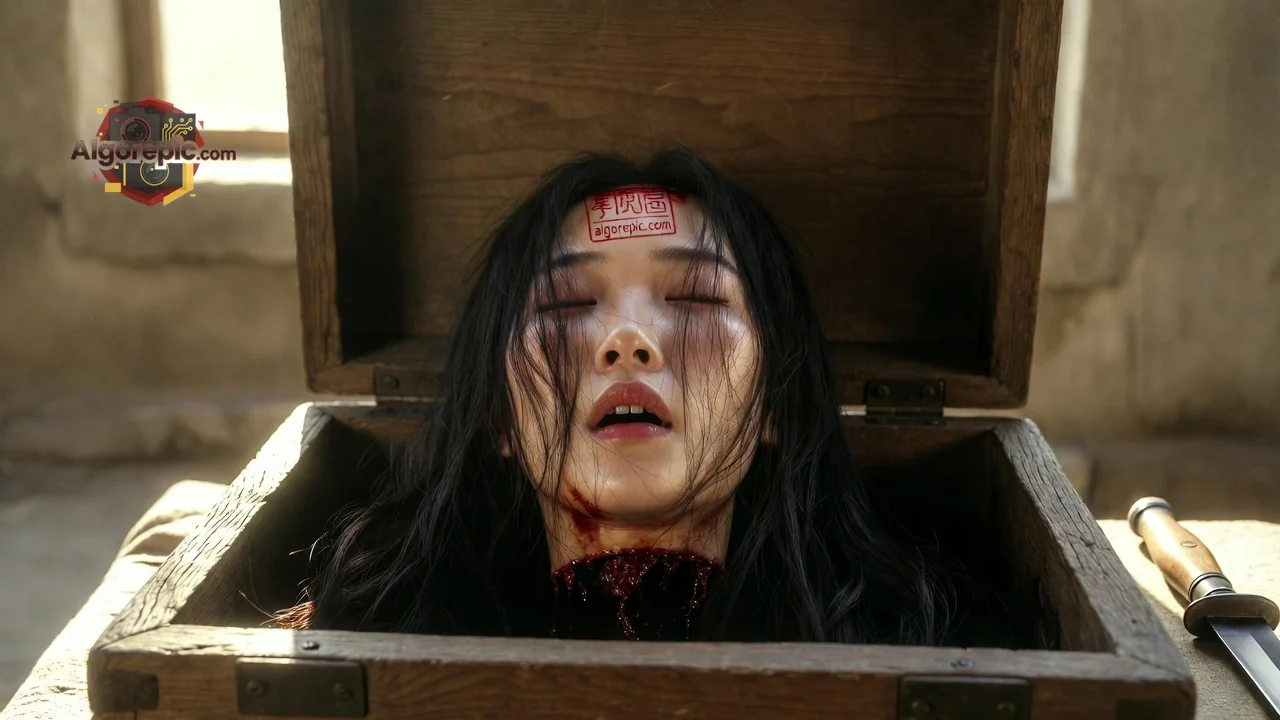 Woman in Wooden Box - AI Generated Horror