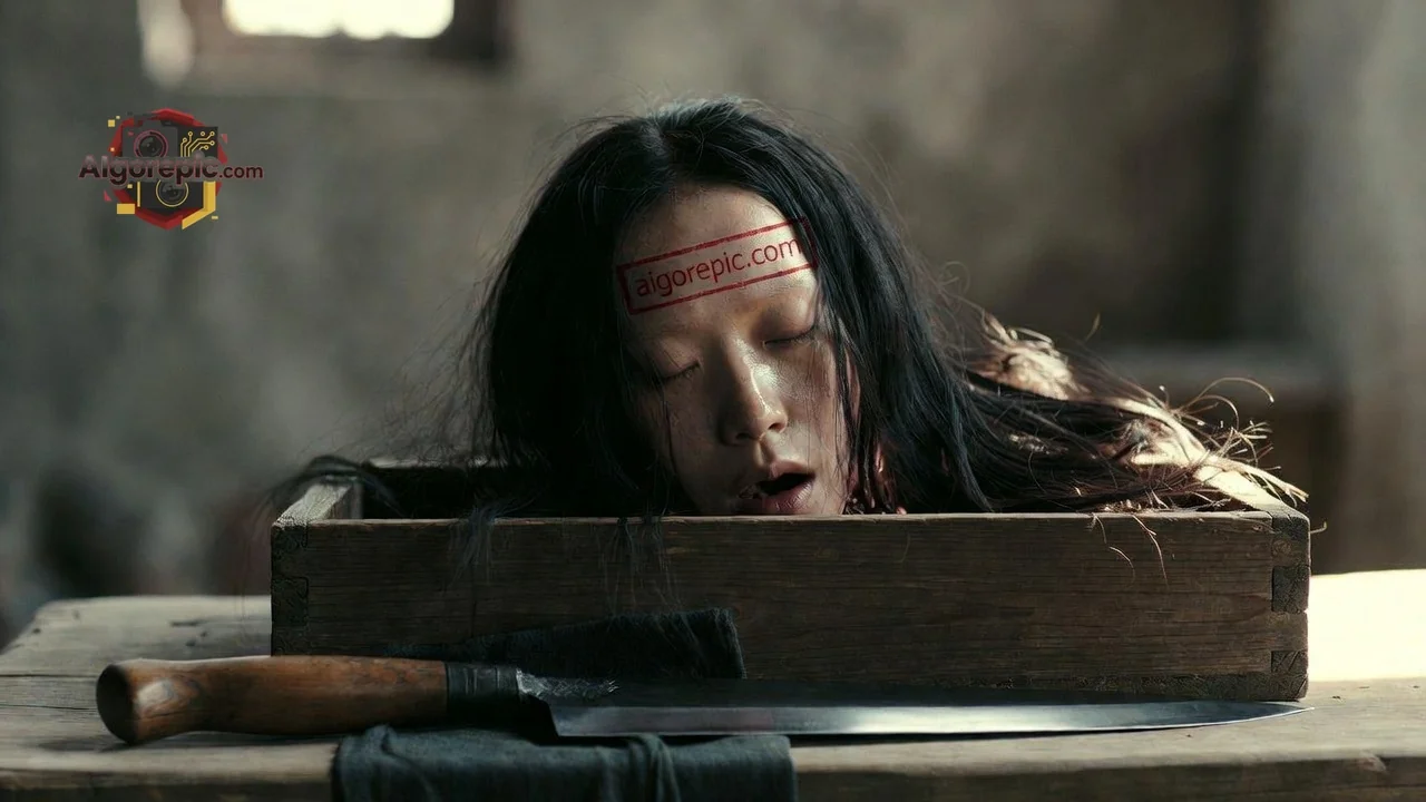 Woman in Wooden Box - AI Generated Horror