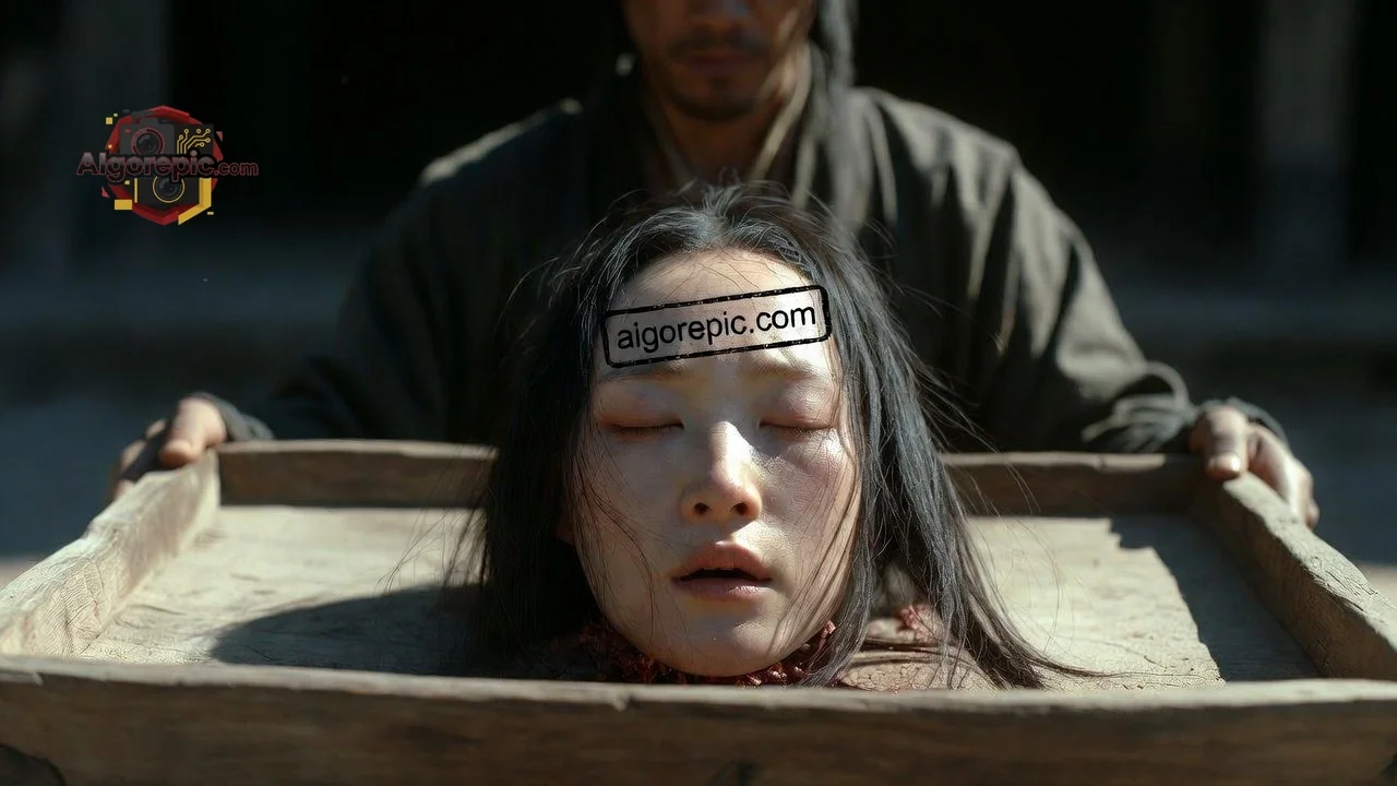 Woman in Wooden Restraint - AI Generated Horror