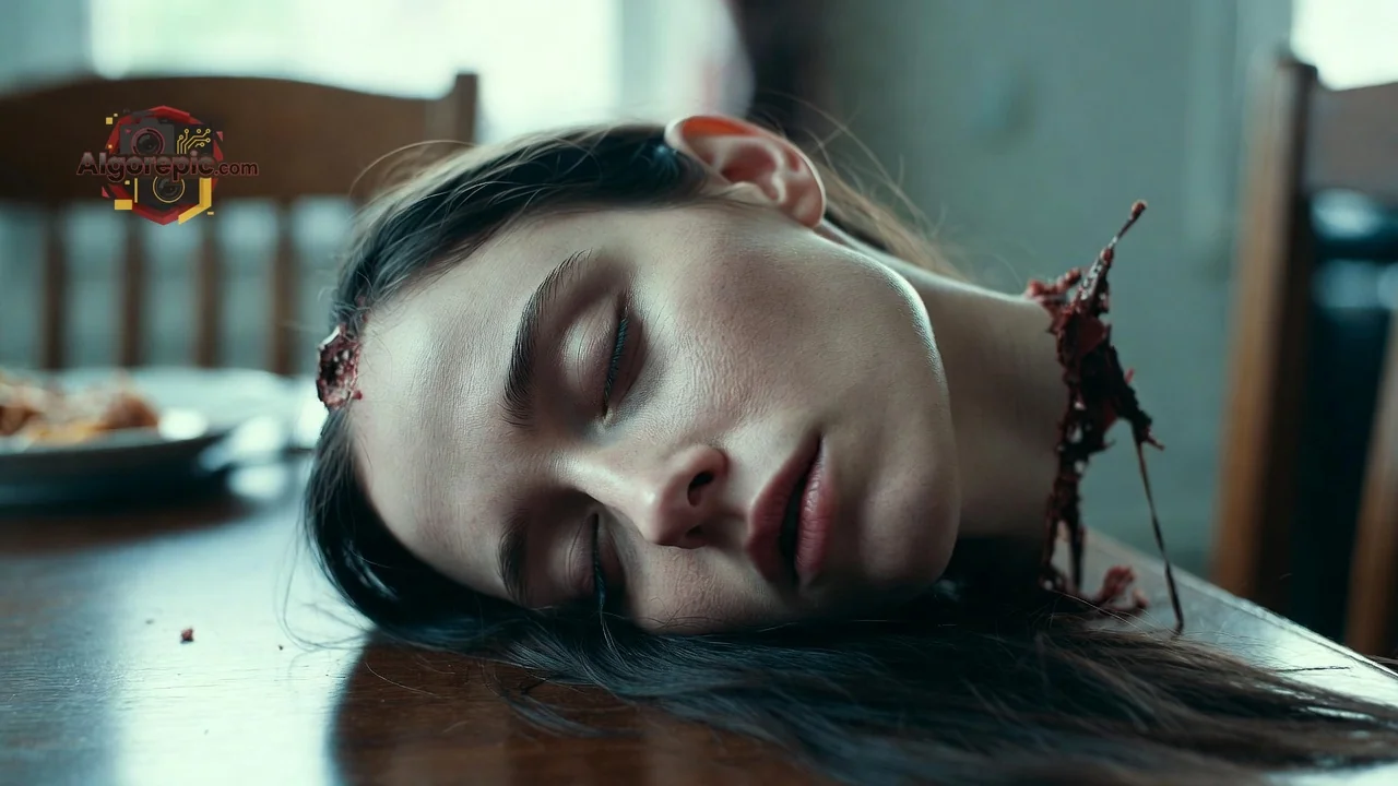 Woman with Bloody Neck - AI Generated Horror