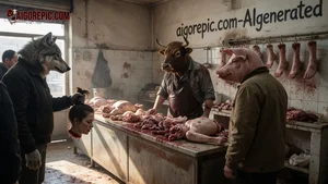 Anthropomorphic Butchers in Slaughterhouse