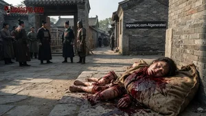 Bloodied Woman in Ancient Street