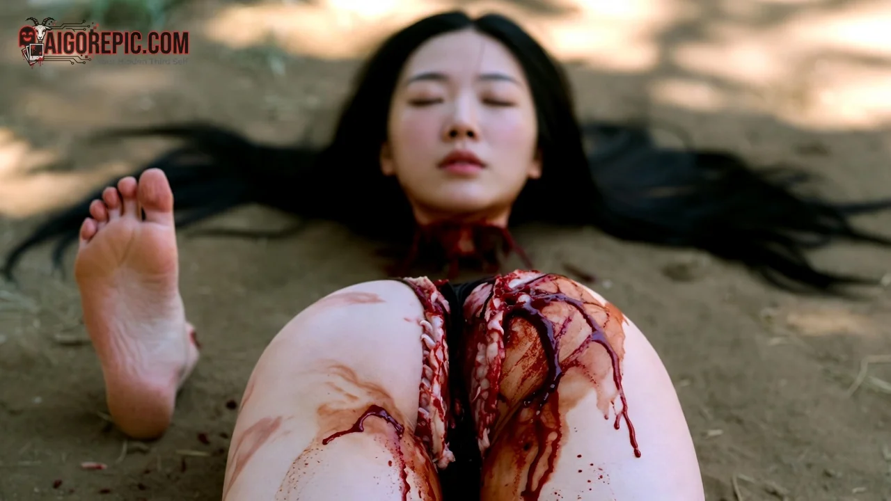Bloodied Woman on Ground - AI Generated Horror