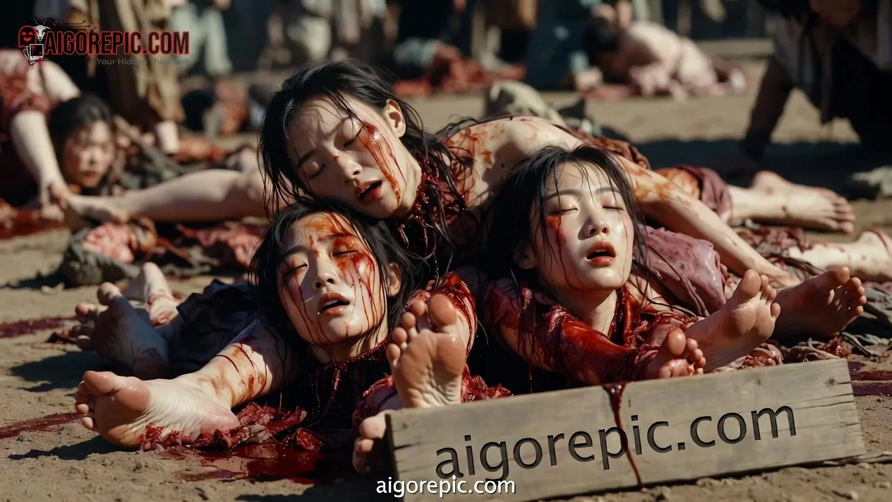 Bloody Asian Women Massacre Scene - AI Generated Horror